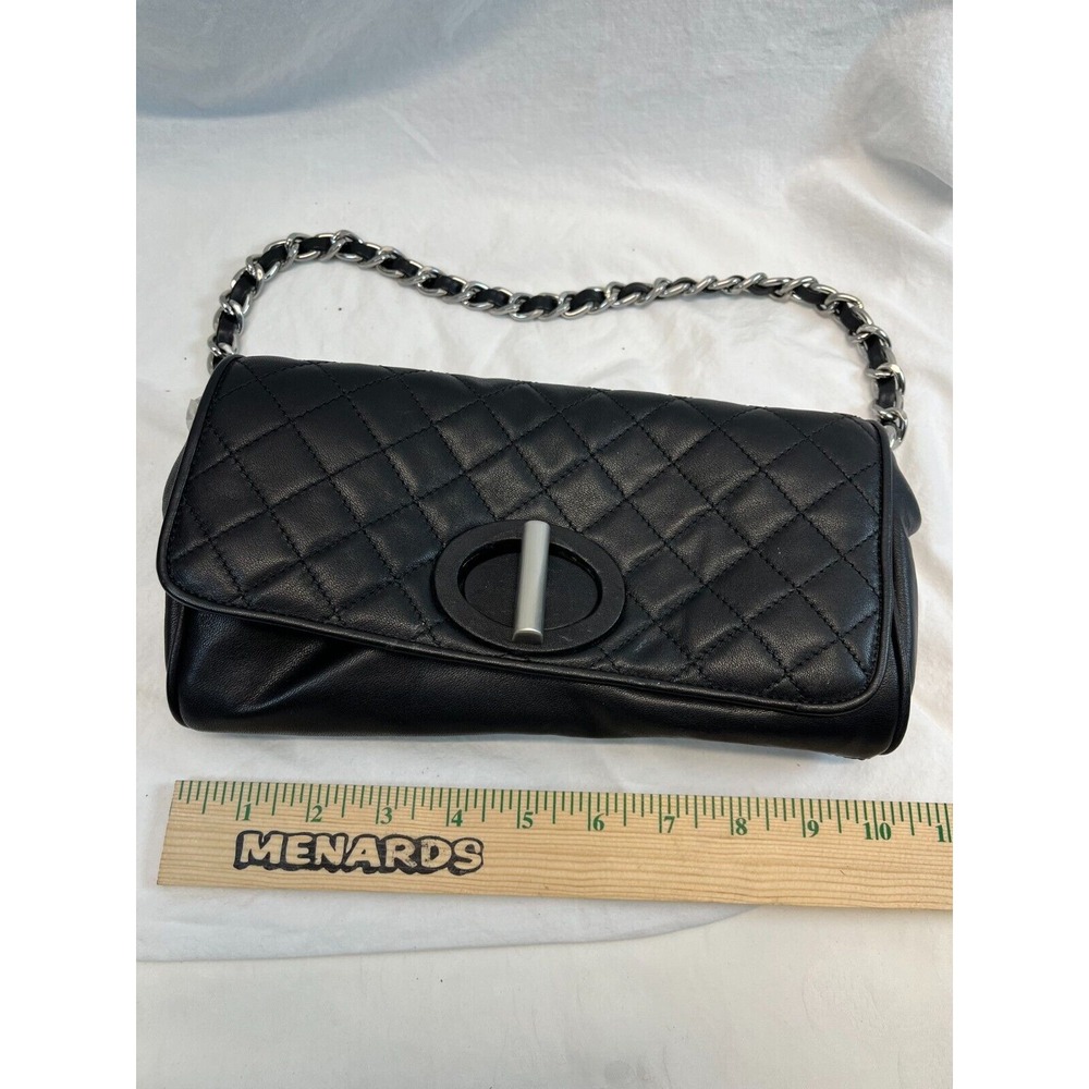 Talbots Black Leather Quilted Shoulder Bag NWOT Black